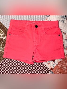 Girls Real Love Coral Denim Shorts Size 7 Adjustable Waist